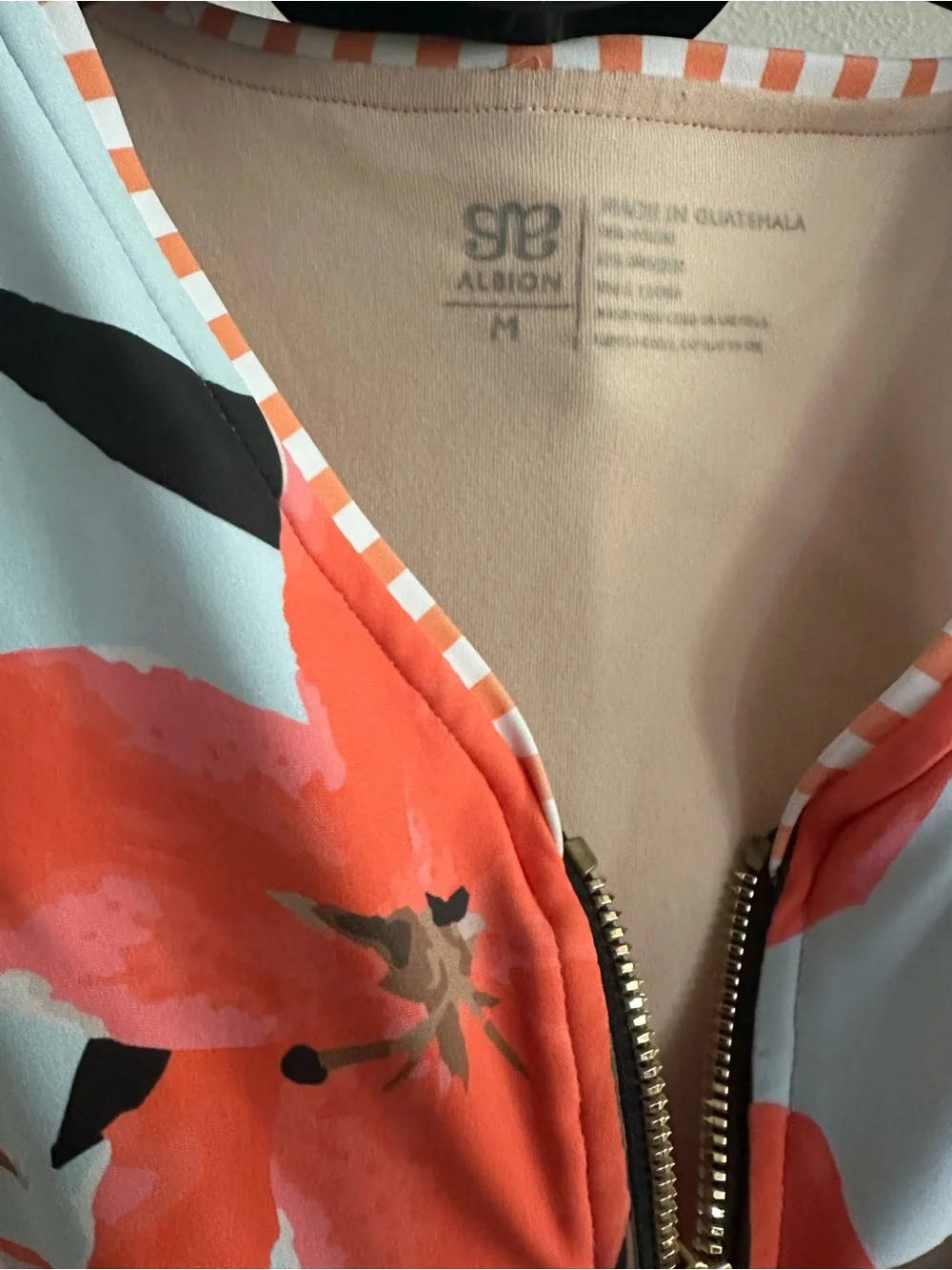 Albion Floral & Stripe One-Piece Swimsuit with Front Zip
